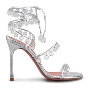 Amina Muaddi Silver Crystal Embellished Heels